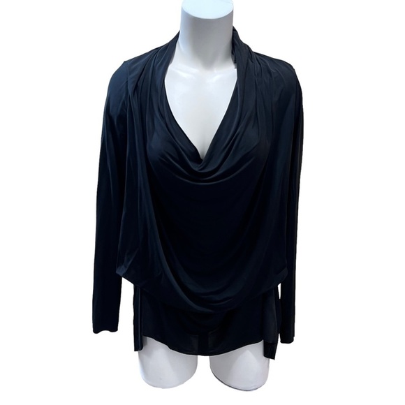 AllSaints Amei LS Black Dress Silky Stretch Size 6 - Picture 5 of 13